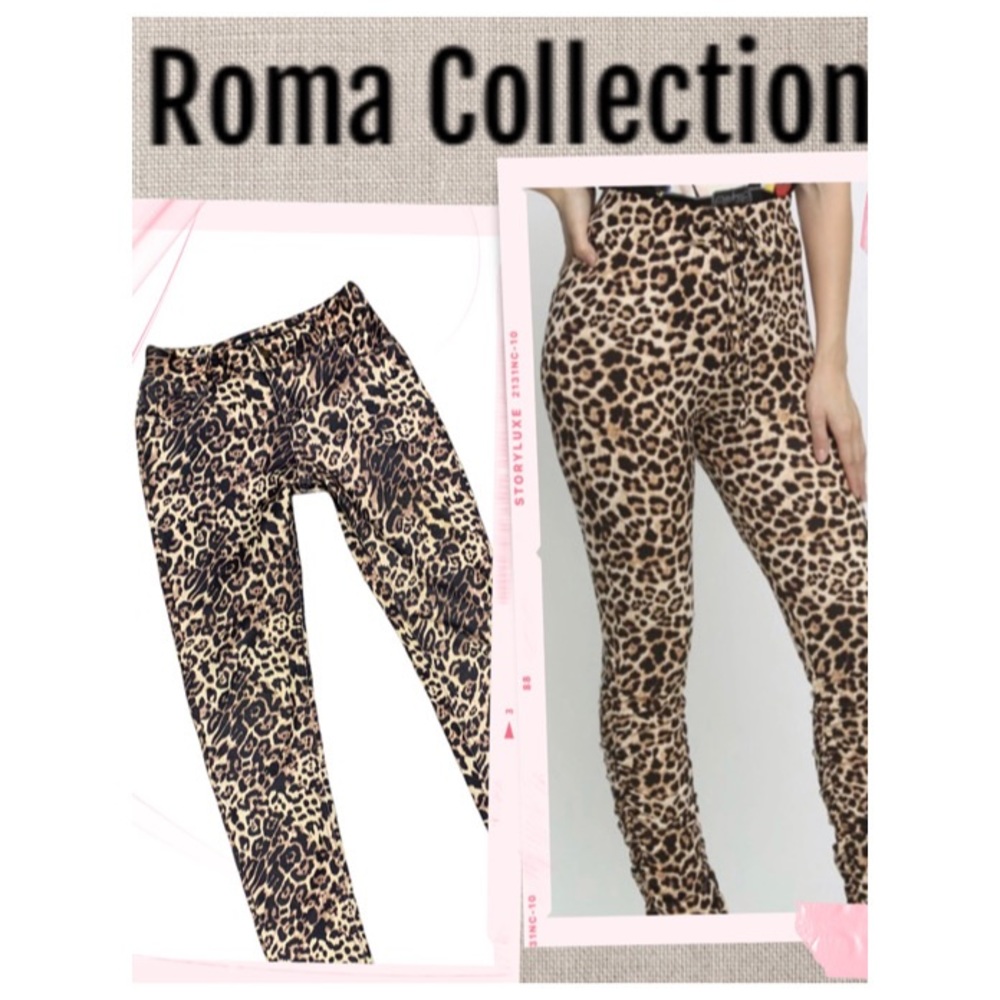 Flash Sale Roma Collection Jeans Leggings Leopard Animal Print Jeans Size M